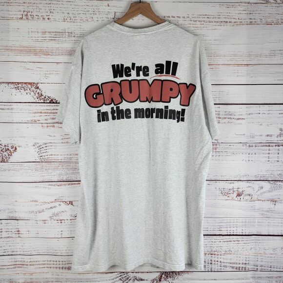 VTG Seven Dwarfs Sleep T Shirt Disney One Size "We're All Grumpy In the Morning" - Picture 7 of 10